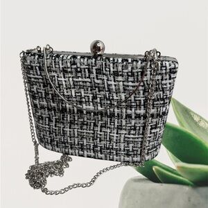 Gray tweed handbag